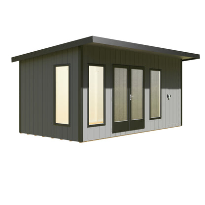 Shire Cali 8' 5" x 15' 6" Pent Garden Office with Storage - Premium Wax Board