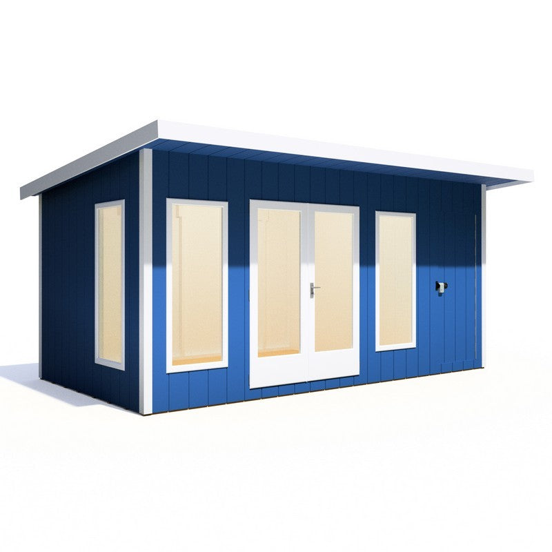 Shire Cali 8' 5" x 15' 6" Pent Garden Office with Storage - Premium Wax Board