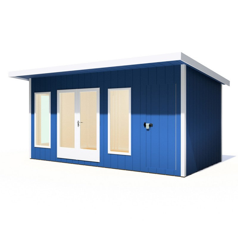 Shire Cali 8' 5" x 15' 6" Pent Garden Office with Storage - Premium Wax Board