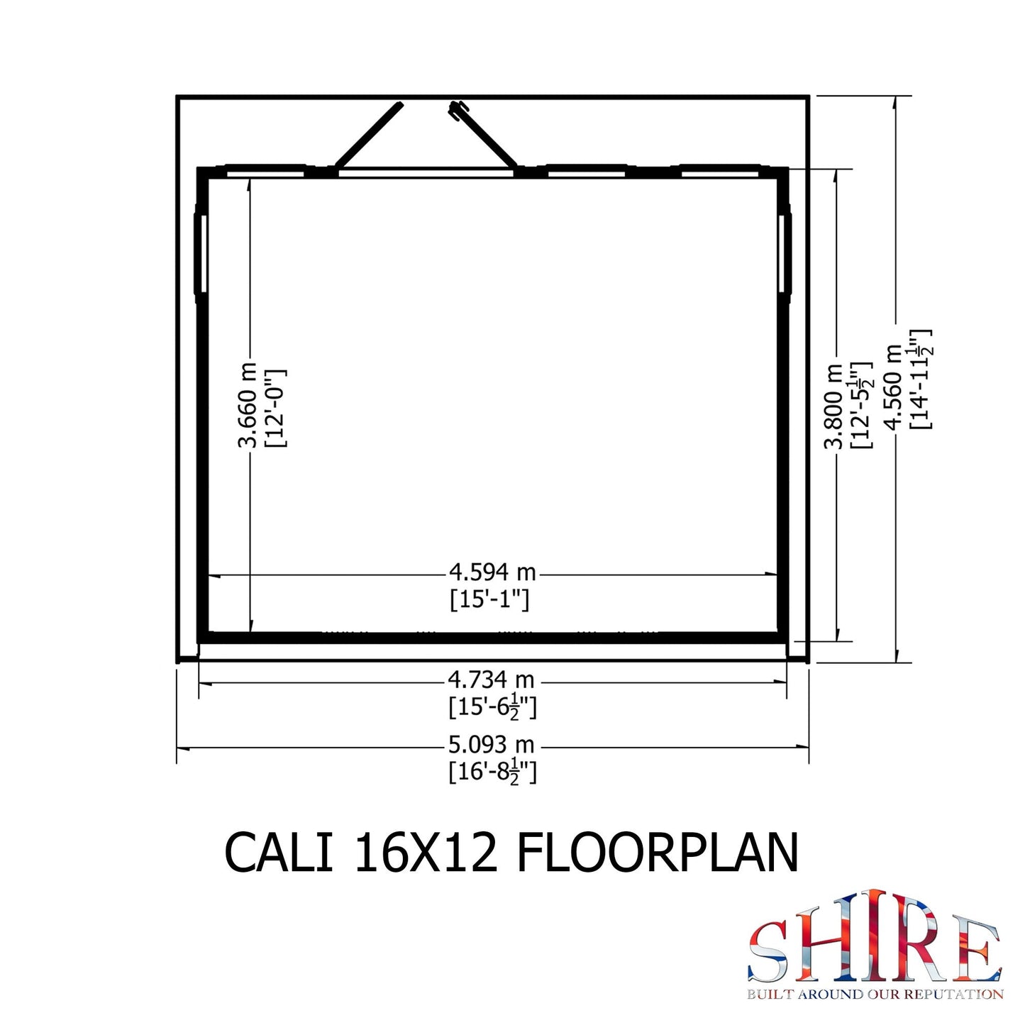 Shire Cali 12' 5" x 15' 6" Pent Garden Office - Premium Wax Board