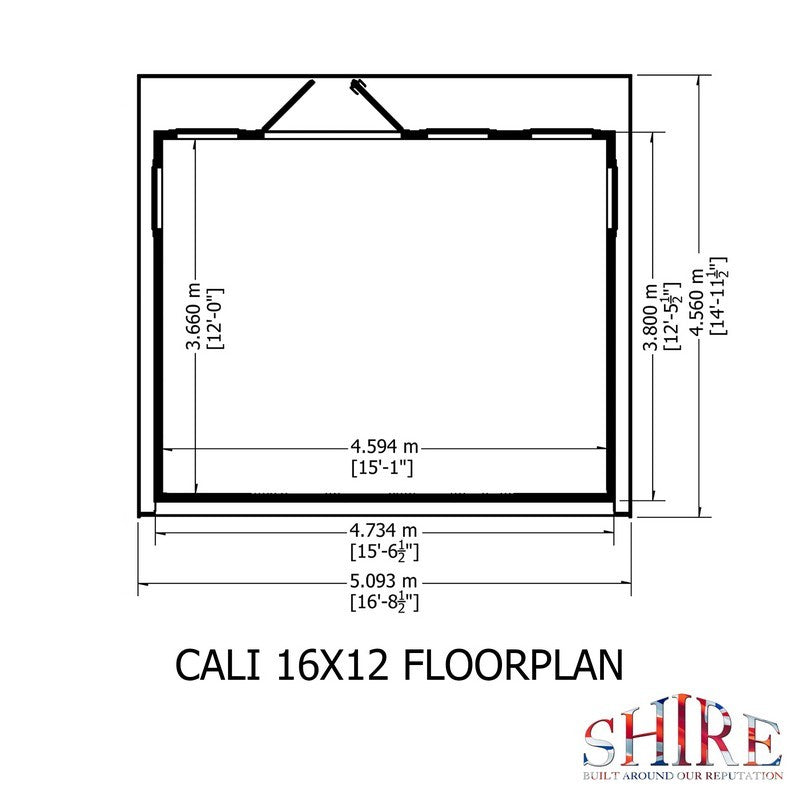 Shire Cali 12' 5" x 15' 6" Pent Garden Office - Premium Wax Board