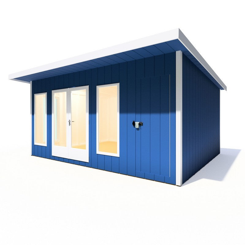 Shire Cali 12' 5" x 15' 6" Pent Garden Office with Storage - Premium Wax Board