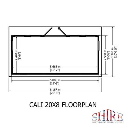 Shire Cali 8' 5" x 19' Pent Garden Office - Premium Wax Board