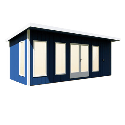 Shire Cali 8' 5" x 19' Pent Garden Office with Storage - Premium Wax Board