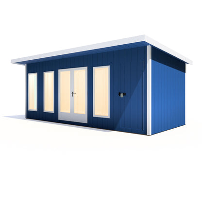 Shire Cali 8' 5" x 19' Pent Garden Office with Storage - Premium Wax Board