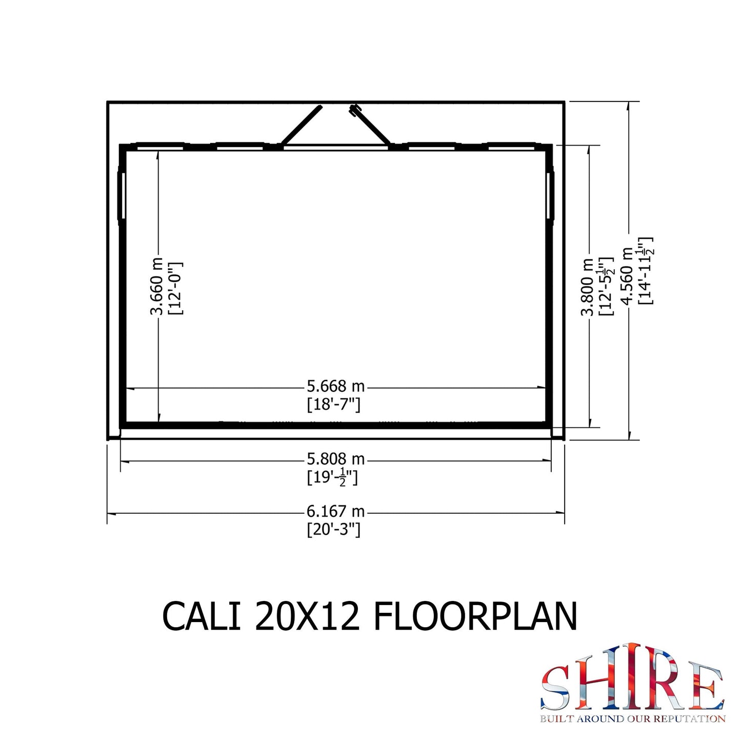 Shire Cali 12' 5" x 19' Pent Garden Office - Premium Wax Board