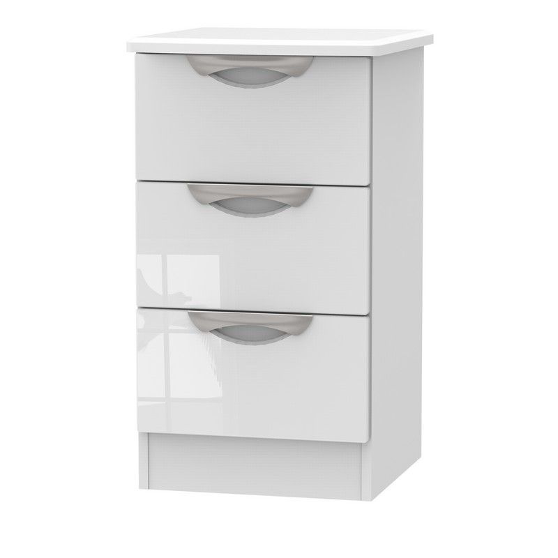 Swift Weybourne Slim Bedside Table White 3 Drawers