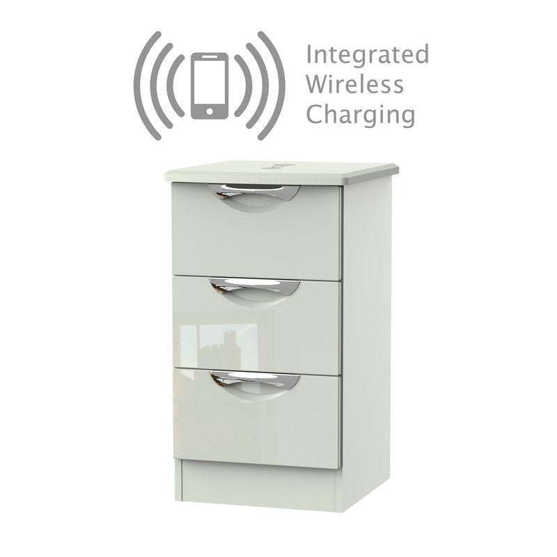 Swift Weybourne Wireless Charger Slim Bedside Table Off-white 3 Drawers