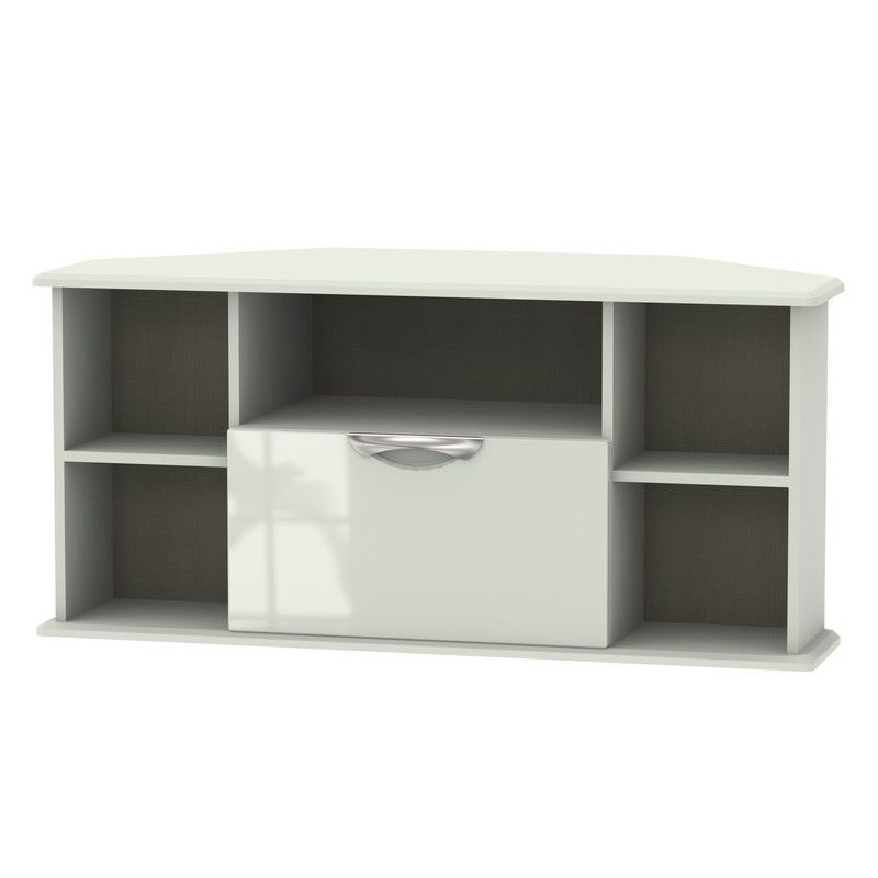 Swift Weybourne Corner TV Unit Off-white 5 Shelves 1 Drawer