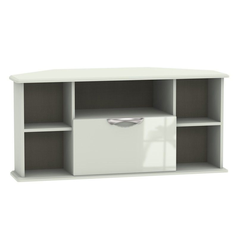 Swift Weybourne Corner TV Unit Off-white 5 Shelves 1 Drawer