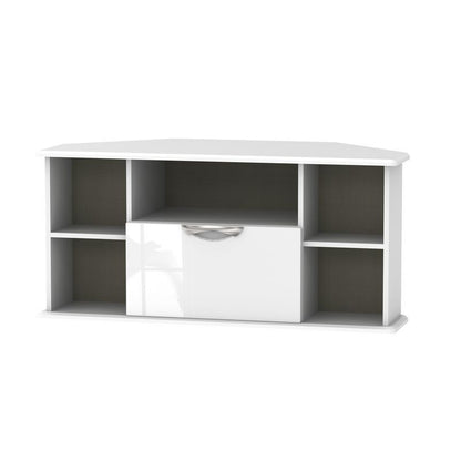 Swift Weybourne Corner TV Unit White 5 Shelves 1 Drawer