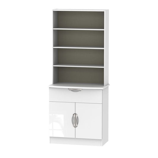 Swift Weybourne Tall Shelving Unit White 2 Doors 4 Shelves 1 Drawer