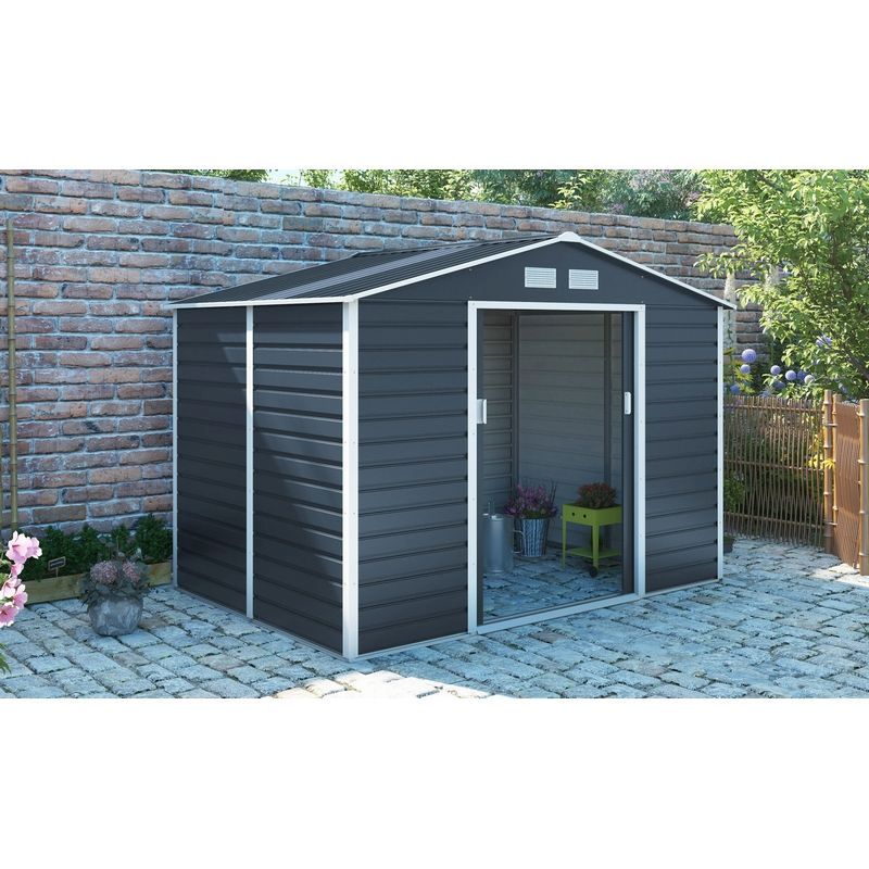 Royalcraft Premium Cambridge Garden Metal Shed by Royalcraft - Grey 2.8 x 3.2M