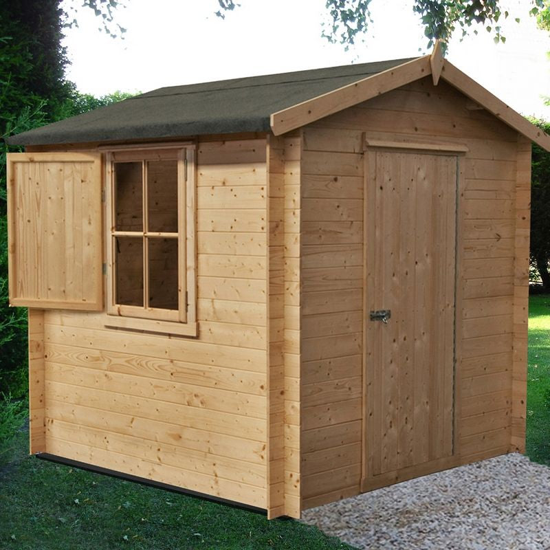 Shire Shire Camelot 7' 4" x 6' 11" Apex Log Cabin - Premium 19mm Cladding Log Clad