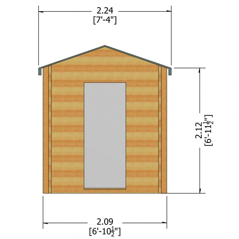 Shire Shire Camelot 7' 4" x 6' 11" Apex Log Cabin - Premium 19mm Cladding Log Clad