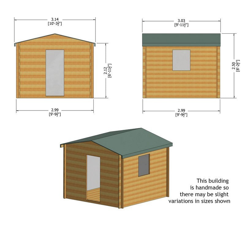 Shire Shire Camelot 10' x 10' Apex Log Cabin - Budget Cladding Tongue & Groove