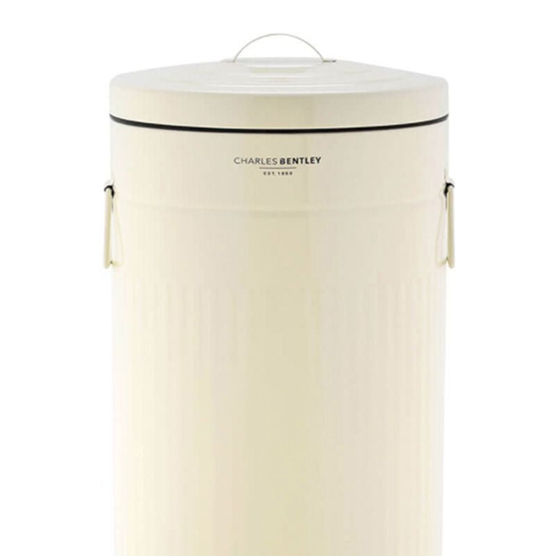 Wensum 30L Retro Steel Waste Rubbish Kitchen Pedal Bin - Cream