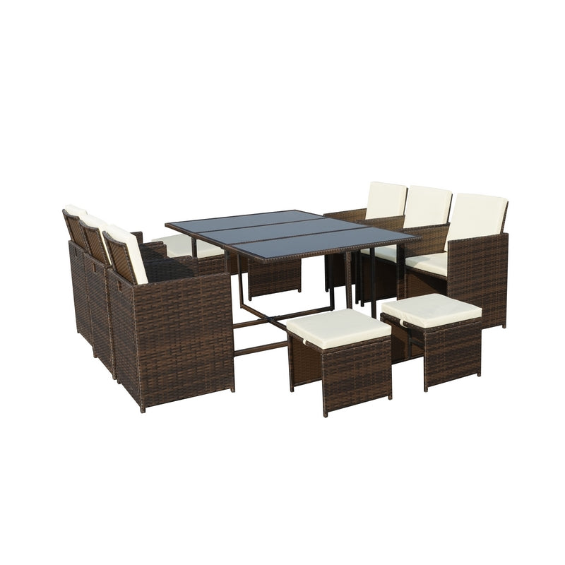 Royalcraft Valencia Rattan Garden Patio Dining Set by Royalcraft - 10 Seats Ivory Cushions