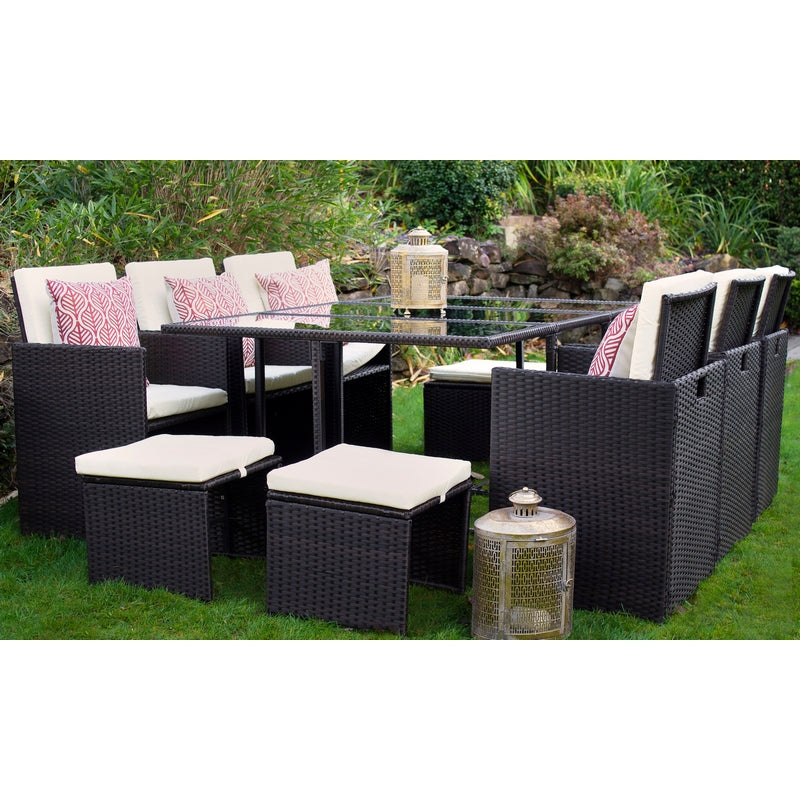 Royalcraft Valencia Rattan Garden Patio Dining Set by Royalcraft - 10 Seats Ivory Cushions