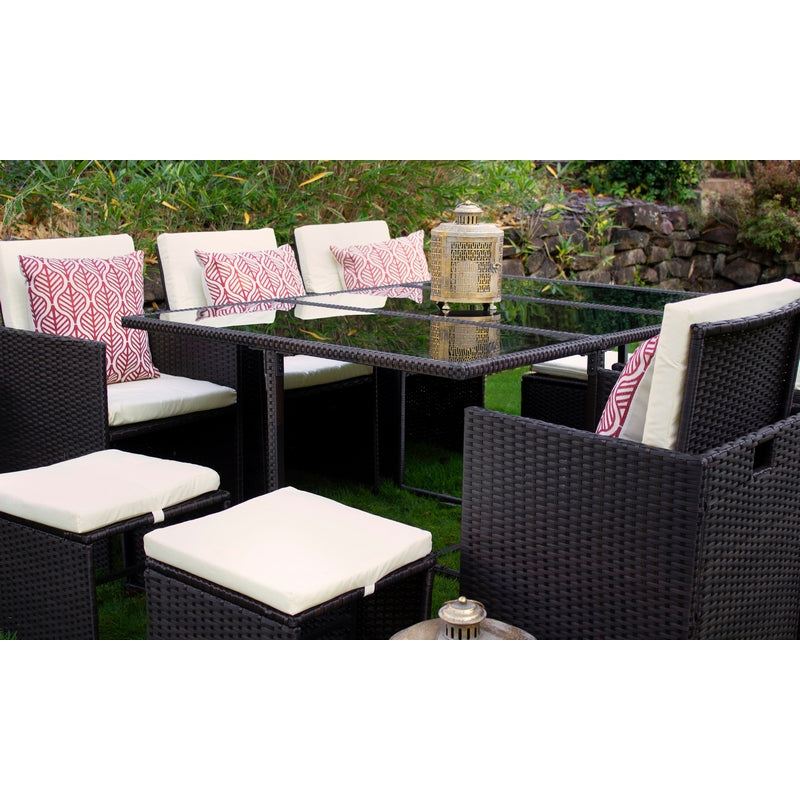 Royalcraft Valencia Rattan Garden Patio Dining Set by Royalcraft - 10 Seats Ivory Cushions