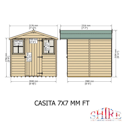 Shire Casita 7' 1" x 7' 8" Apex Shed - Premium Dip Treated Shiplap