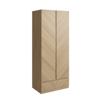 Catania Tall Wardrobe Light Brown 2 Doors 1 Drawer