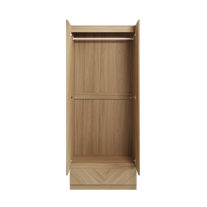 Catania Tall Wardrobe Light Brown 2 Doors 1 Drawer