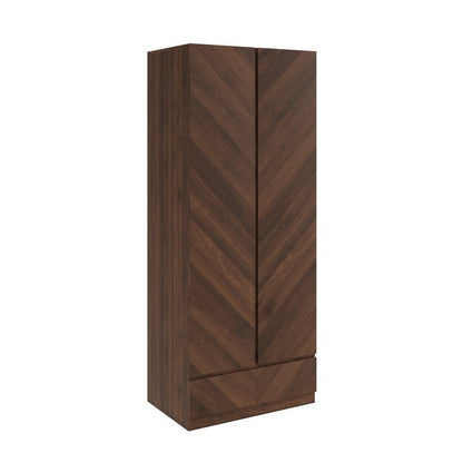 Catania Tall Wardrobe Dark Brown 2 Doors 1 Drawer