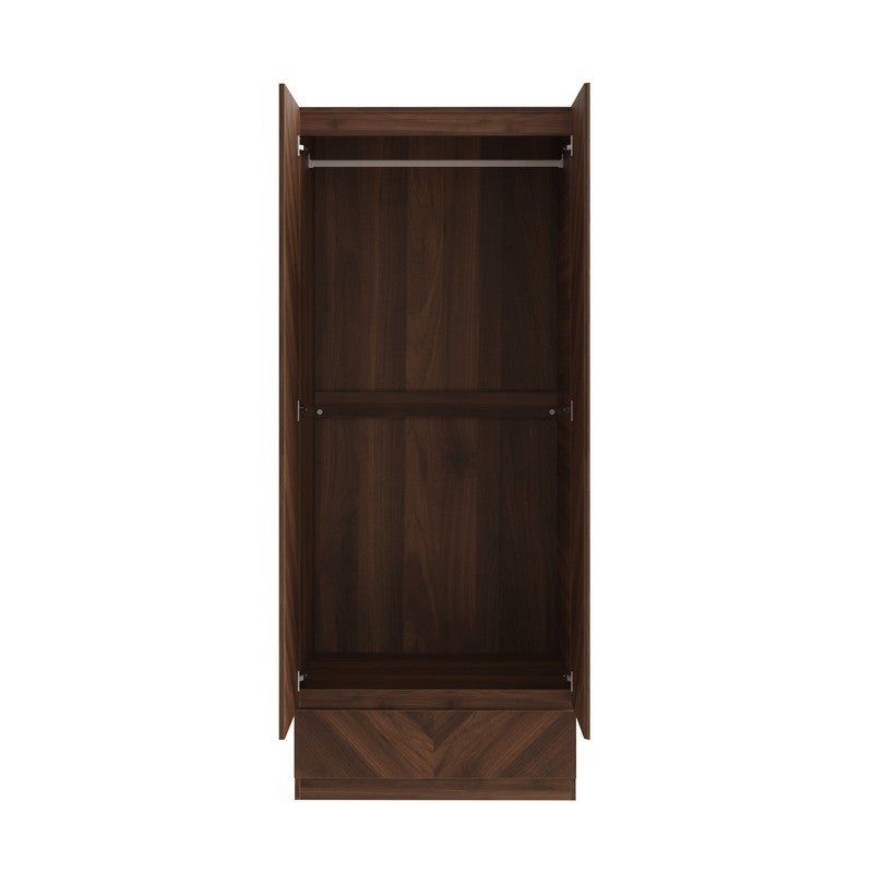 Catania Tall Wardrobe Dark Brown 2 Doors 1 Drawer