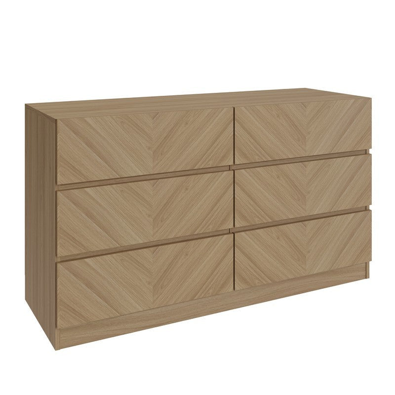 Catania Large Chest of Drawers Light Brown 6 Drawers