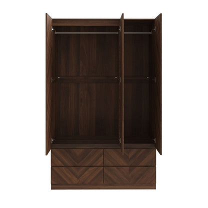 Catania Tall Wardrobe Dark Brown 3 Doors 3 Drawers