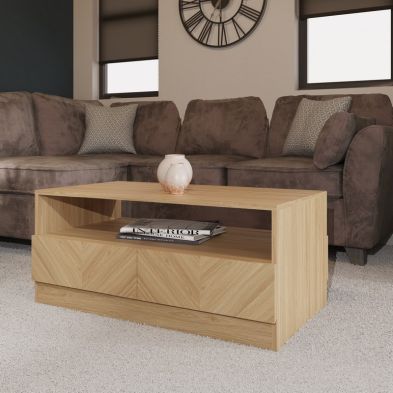 Catania Coffee Table Light Brown 1 Shelf 4 Drawers