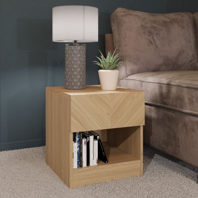 Catania Side Table Light Brown 1 Shelf 1 Drawer