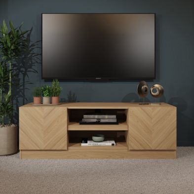 Catania TV Unit Light Brown 3 Shelves 2 Doors