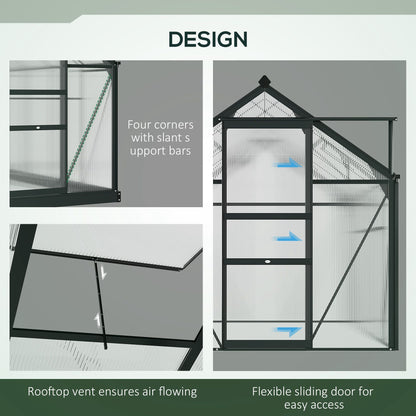 Outsunny Clear Polycarbonate Greenhouse Large Walk-In Green House Garden Plants Grow Galvanized Base Aluminium Frame With Slide Door