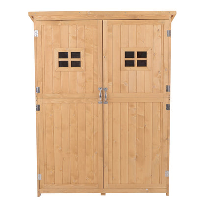 Barn 164cm Double Door Pent Garden Store Two Window Fir Wood Natural by Steadfast