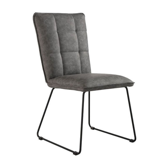 Anglian Furniture Pair of Urban Classic Dining Chairs Metal & Faux Leather Grey