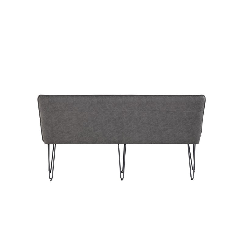 Anglian Furniture Urban Chesterfield Large Bench Metal & Faux Leather Grey