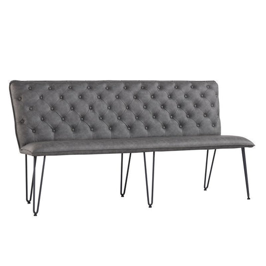 Anglian Furniture Urban Chesterfield Large Bench Metal & Faux Leather Grey