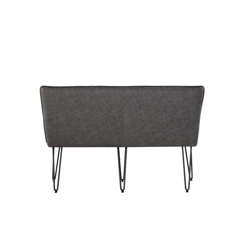 Anglian Furniture Urban Chesterfield Bench Metal & Faux Leather Grey