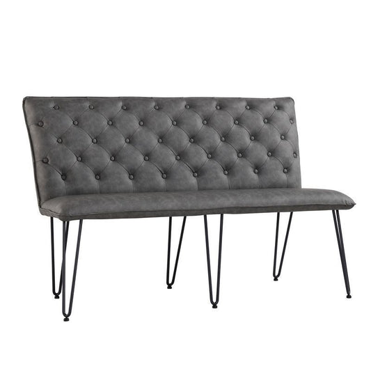 Anglian Furniture Urban Chesterfield Bench Metal & Faux Leather Grey