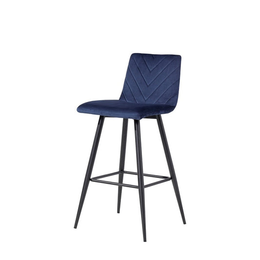 Anglian Furniture Pair of Retro Bar Stools Metal & Fabric Blue