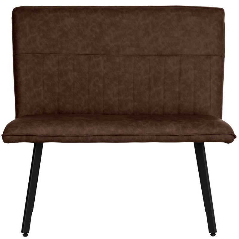 Essentials Urban Chique Bench Metal & Faux Leather Brown 90cm