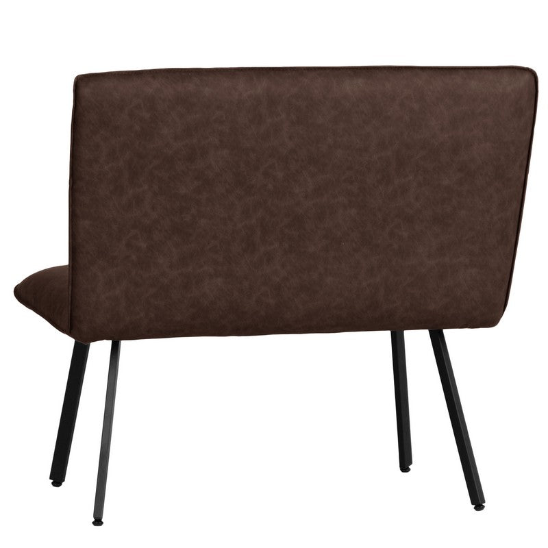 Essentials Urban Chique Bench Metal & Faux Leather Brown 90cm