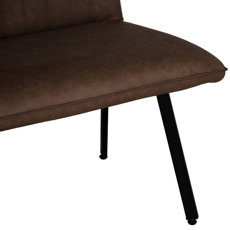 Essentials Urban Chique Bench Metal & Faux Leather Brown 90cm