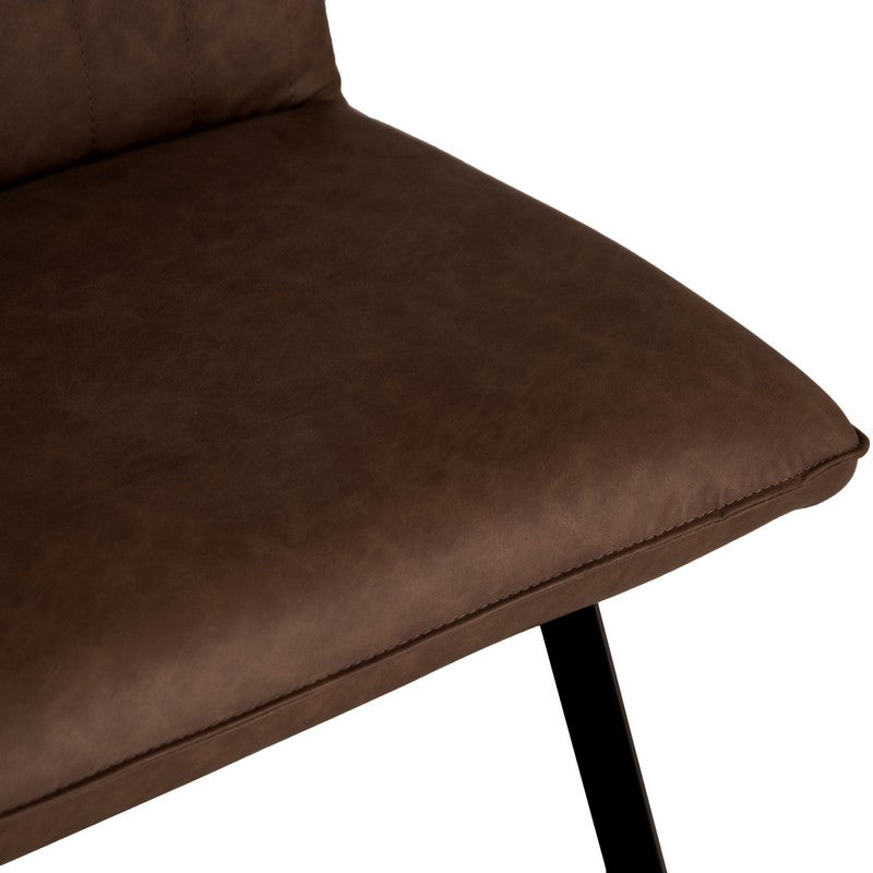 Essentials Urban Chique Bench Metal & Faux Leather Brown 90cm