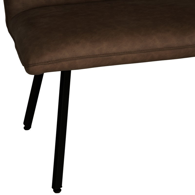 Essentials Urban Chique Bench Metal & Faux Leather Brown 90cm