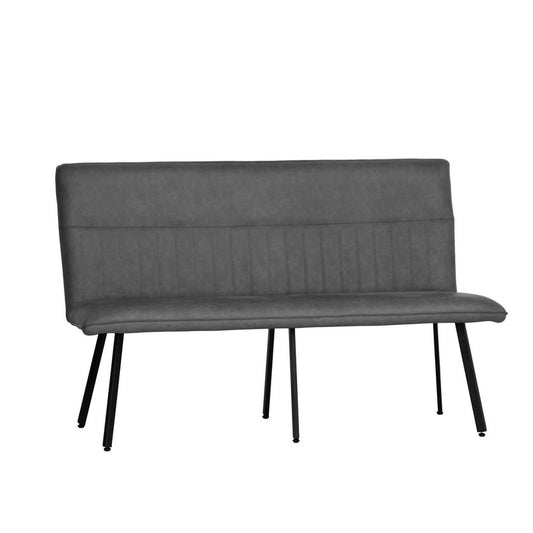 Anglian Furniture Urban Chique Bench Metal & Faux Leather Grey 130cm