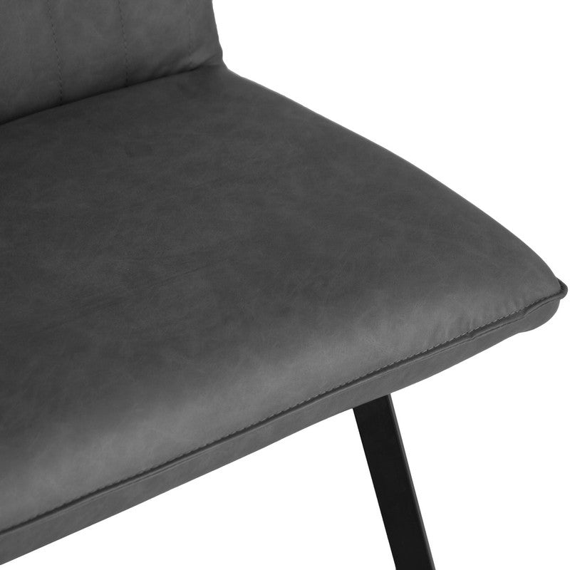 Anglian Furniture Urban Chique Bench Metal & Faux Leather Grey 130cm