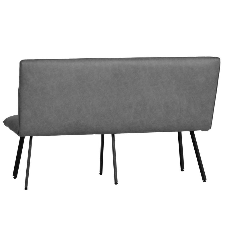 Anglian Furniture Urban Chique Bench Metal & Faux Leather Grey 130cm